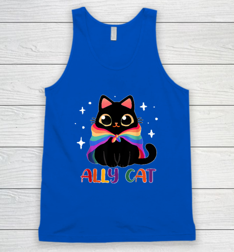 Ally Cat LGBT Gay Rainbow Pride Flag Funny Cat Lover Tank Top 3