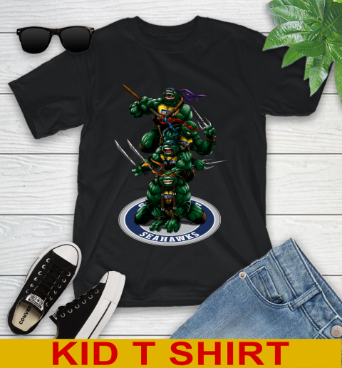 NFL Football Seattle Seahawks Teenage Mutant Ninja Turtles Shirt Youth T-Shirt 3 NFL Football Seattle Seahawks Teenage Mutant Ninja Turtles Shirt Youth T-Shirt - Image 3