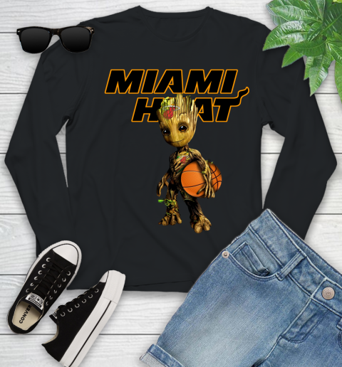 Miami Heat NBA Basketball Groot Marvel Guardians Of The Galaxy Youth Long Sleeve 2
