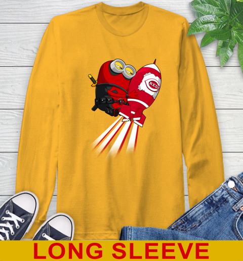 MLB Baseball Cincinnatim Reds Deadpool Minion Marvel Shirt Long Sleeve T-Shirt 2