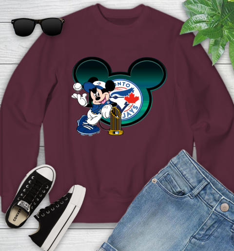 MLB Toronto Blue Jays The Commissioner's Trophy Mickey Mouse Disney Youth Sweatshirt 5