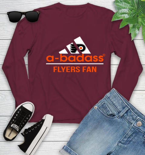 NHL A Badass Philadelphia Flyers Fan Adidas Hockey Sports Youth Long Sleeve 6