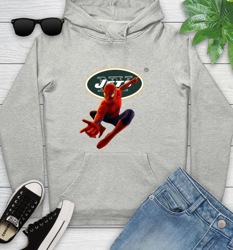 NFL Spider Man Avengers Endgame Football New York Jets Youth Hoodie
