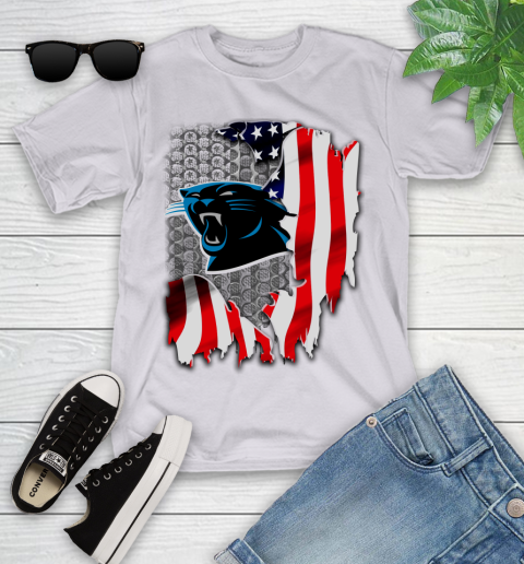 Carolina Panthers NFL Football American Flag Youth T-Shirt 4