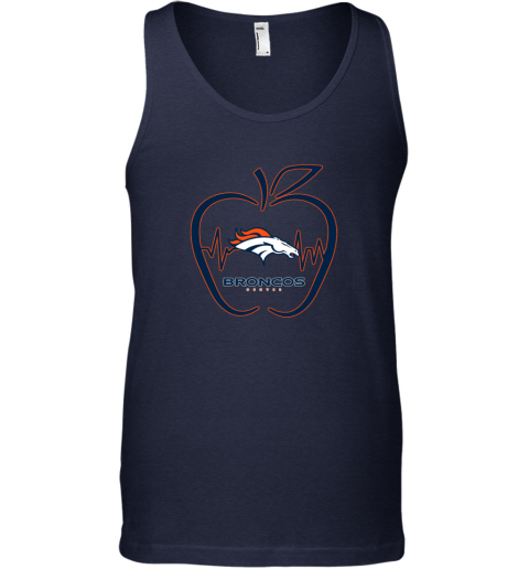 Apple Heartbeat Teacher Symbol Denver Broncos Long Sleeve T-Shirt 