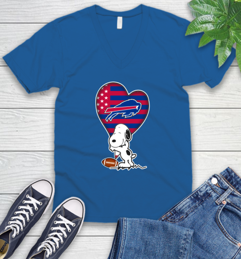Buffalo Bills NFL Football The Peanuts Movie Adorable Snoopy V-Neck T-Shirt 6