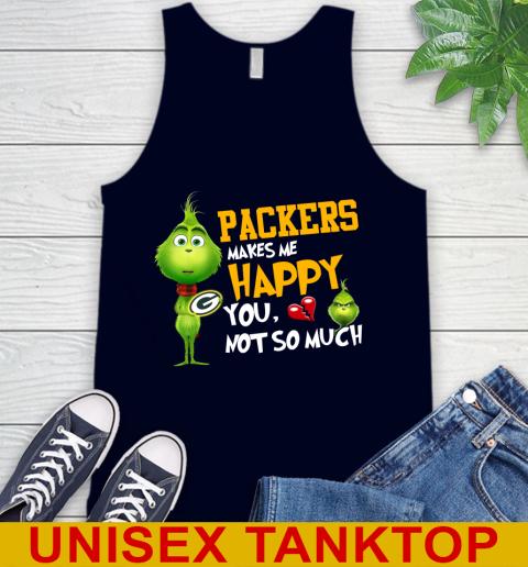 NFL Green Bay Packers Makes Me Happy You Not So Much Grinch Football Sports Tank Top 2