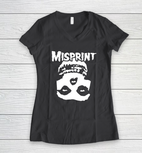 Misprint Skull Funny Misfit Women's V-Neck T-Shirt - Image 5