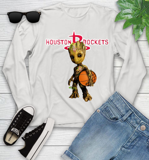 Houston Rockets NBA Basketball Groot Marvel Guardians Of The Galaxy Youth Long Sleeve