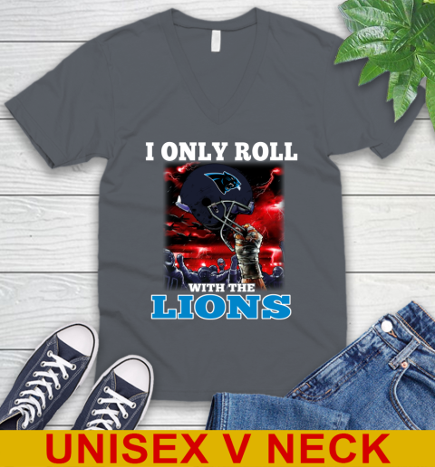Carolina Panthers NFL Football I Only Roll With My Team Sports V-Neck T-Shirt 4