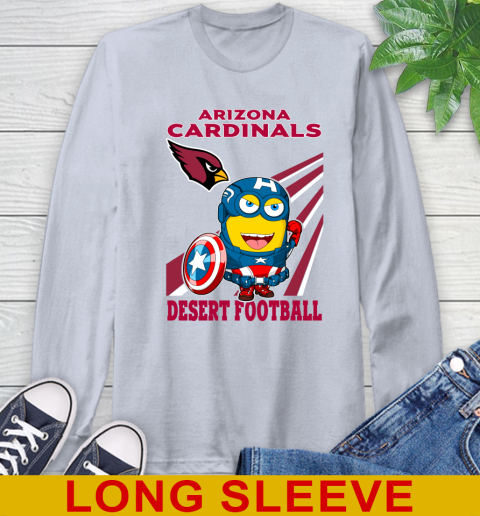 NFL Football Arizona Cardinals Captain America Marvel Avengers Minion Shirt Long Sleeve T-Shirt 6