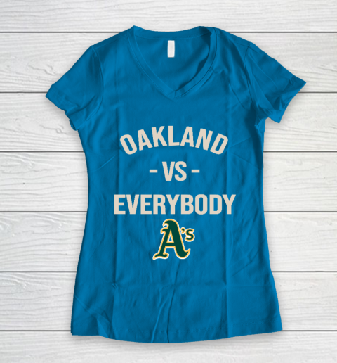 Oakland Athletics Vs Everybody Women's V-Neck T-Shirt 5