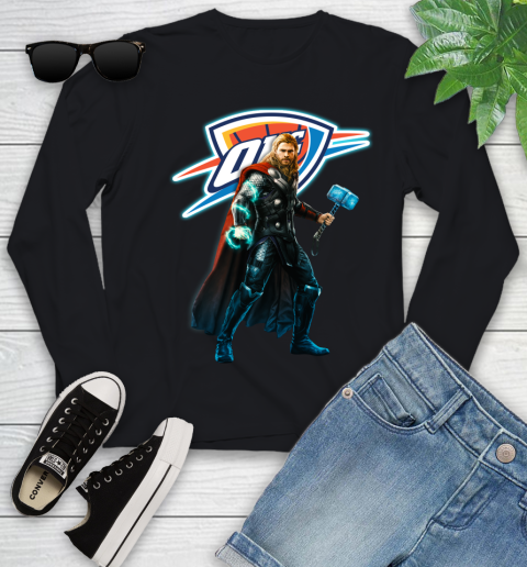 NBA Thor Avengers Endgame Basketball Oklahoma City Thunder Youth Long Sleeve 2