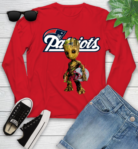 New England Patriots NFL Football Groot Marvel Guardians Of The Galaxy Youth Long Sleeve 11