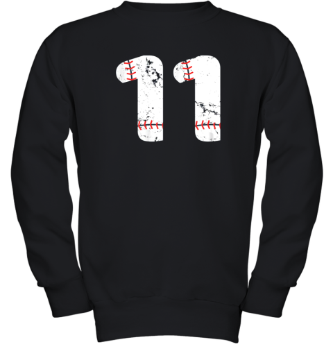 Number #11 BASEBALL Vintage Distressed Team Youth Sweatshirt