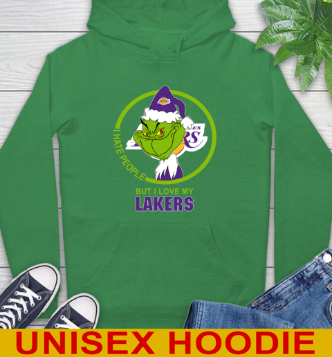 Los Angeles Lakers NBA Christmas Grinch I Hate People But I Love My Favorite Basketball Team Hoodie 8