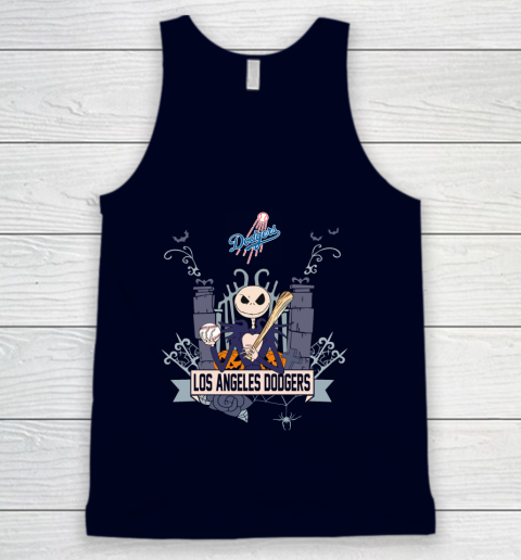 MLB Los Angeles Dodgers Baseball Jack Skellington Halloween Tank Top 2