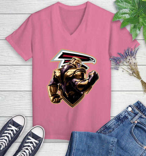 NFL Thanos Avengers Endgame Football Sports Atlanta Falcons Women's V-Neck T-Shirt 13