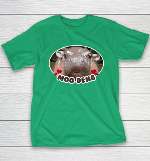 Moo Deng Bouncy Pig in Thai Picture The Cute Baby Hippo Youth T-Shirt 4