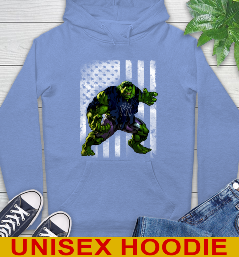 New York Yankees Hulk Marvel Avengers MLB Baseball American Flag Hoodie 11