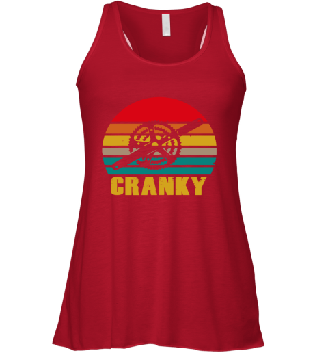 Bicycle Cranky Cycling Lovers Sunset Vintage Racerback Tank