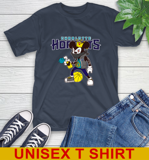 Charlotte Hornets NBA Basketball Mickey Peace Sign Sports T-Shirt 4