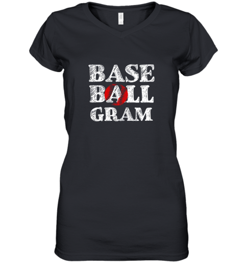 Womens Distressed Baseball Gram Shirt Baseball Grandma Gift Women's V-Neck T-Shirt