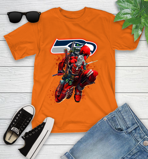 NFL Deadpool Marvel Comics Sports Football Seattle Seahawks Youth T-Shirt 7