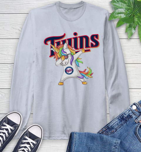 Minnesota Twins MLB Baseball Funny Unicorn Dabbing Sports Long Sleeve T-Shirt 6