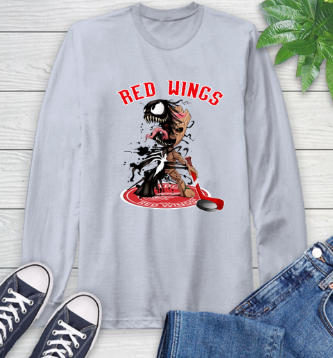 NHL Detroit Red Wings Hockey Venom Groot Guardians Of The Galaxy Long Sleeve T-Shirt 6