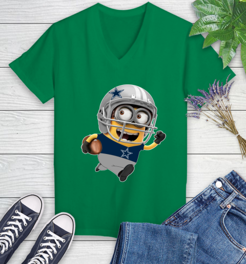 NFL Dallas Cowboys Minions Disney Football Sports Women's V-Neck T-Shirt 5