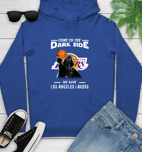 NBA Come To The Dark Side We Have Los Angeles Lakers Star Wars Darth Vader Basketball Youth Hoodie 11