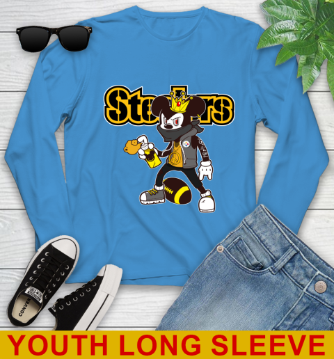 Pittsburgh Steelers NFL Football Mickey Peace Sign Sports Youth Long Sleeve 9 Pittsburgh Steelers NFL Football Mickey Peace Sign Sports Youth Long Sleeve - Image 9