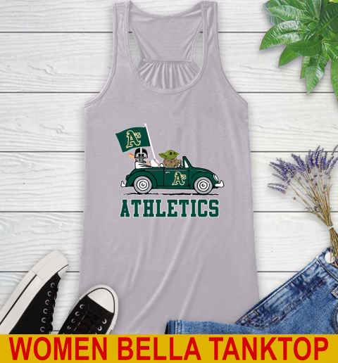 MLB Baseball Oakland Athletics Darth Vader Baby Yoda Driving Star Wars Shirt Racerback Tank 5