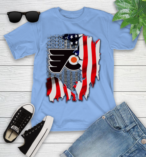 Philadelphia Flyers NHL Hockey American Flag Youth T-Shirt 15