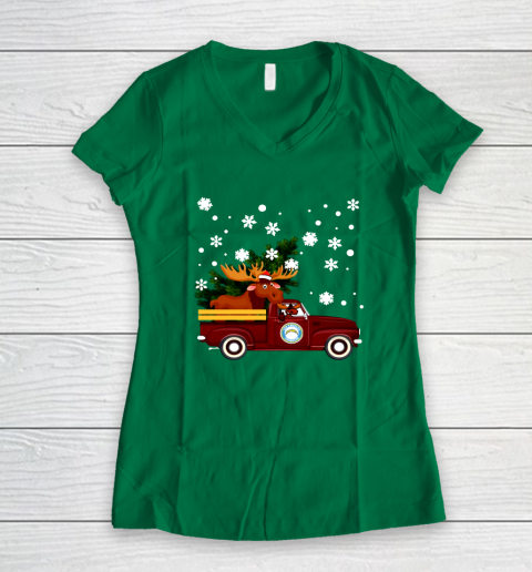 Los Angeles Chargers Bring Christmas Home NFL Women's V-Neck T-Shirt 3
