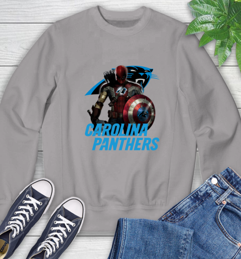 NFL Captain America Thor Spider Man Hawkeye Avengers Endgame Football Carolina Panthers Sweatshirt 5