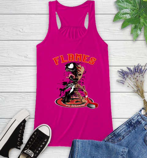 NHL Calgary Flames Hockey Venom Groot Guardians Of The Galaxy Racerback Tank 8