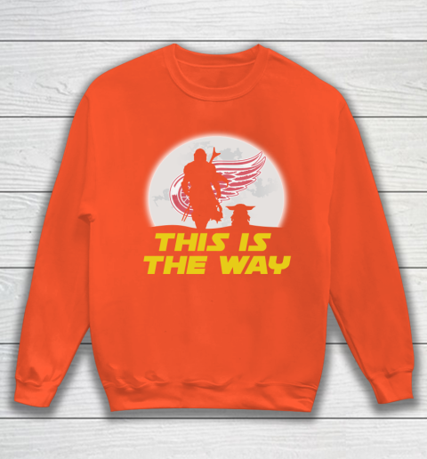 Detroit Red Wings NHL Ice Hockey Star Wars Yoda And Mandalorian This Is The Way Sweatshirt 3