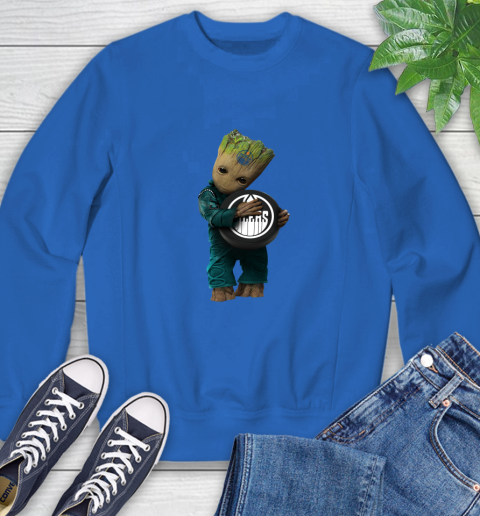NHL Groot Guardians Of The Galaxy Hockey Sports Edmonton Oilers Sweatshirt 8