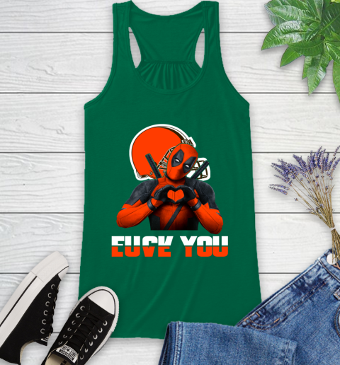 NHL Cleveland Browns Deadpool Love You Fuck You Football Sports Racerback Tank 6
