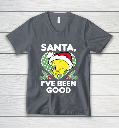 Looney Tunes Christmas Tweety Bird Santa I ve Been Good V-Neck T-Shirt 4