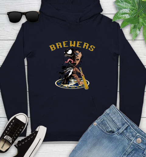 MLB Milwaukee Brewers Baseball Venom Groot Guardians Of The Galaxy Youth Hoodie 4