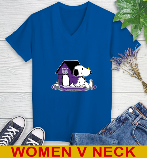 NBA Basketball Sacramento Kings Snoopy The Peanuts Movie Shirt Women's V-Neck T-Shirt 11