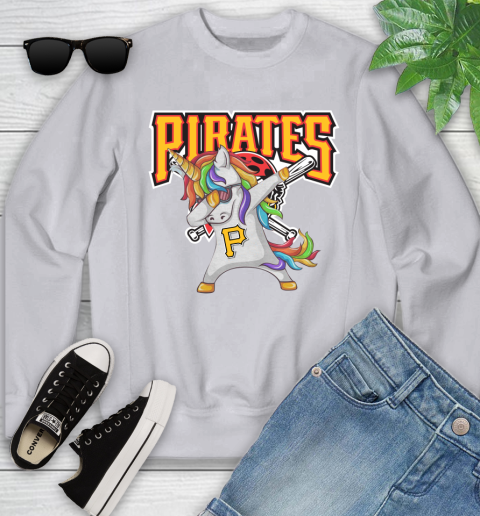 Pittsburgh Pirates MLB Baseball Funny Unicorn Dabbing Sports Youth Sweatshirt 4