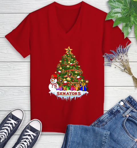 Ottawa Senators Merry Christmas NHL Hockey Sports Women's V-Neck T-Shirt 12