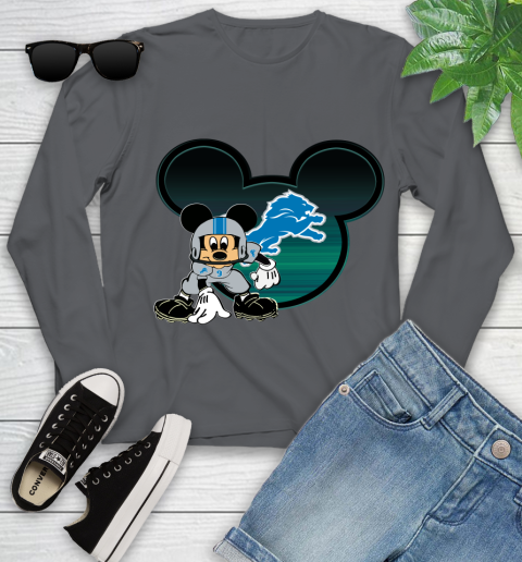 NFL Detroit Lions Mickey Mouse Disney Football T Shirt Youth Long Sleeve 8