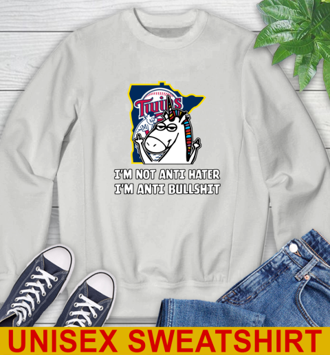 Minnesota Twins MLB Baseball Unicorn I'm Not Anti Hater I'm Anti Bullshit Sweatshirt 5