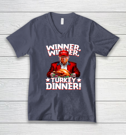 Funny Trump Winner Winner Turkey Dinner Thanksgiving V-Neck T-Shirt 6