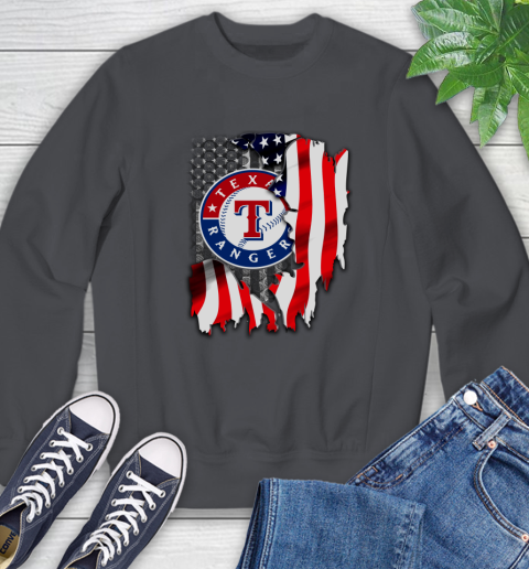 Texas Rangers MLB Baseball American Flag Sweatshirt 6